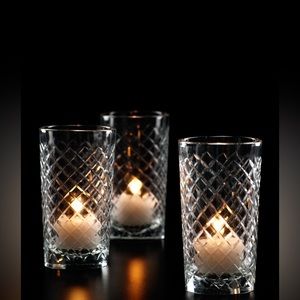4 ½in Cut Glass Squares Votive Holder, Set of 6